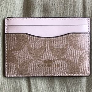 Coach Signature Card Holder White & Tan